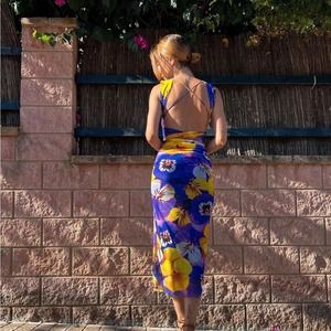 ZARA OPEN BACK PRINTED TULLE DRES
